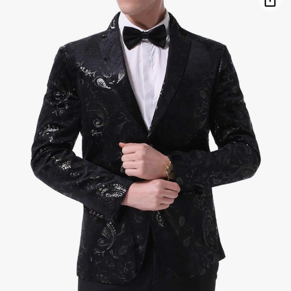 Men's Black Paisley Blazer